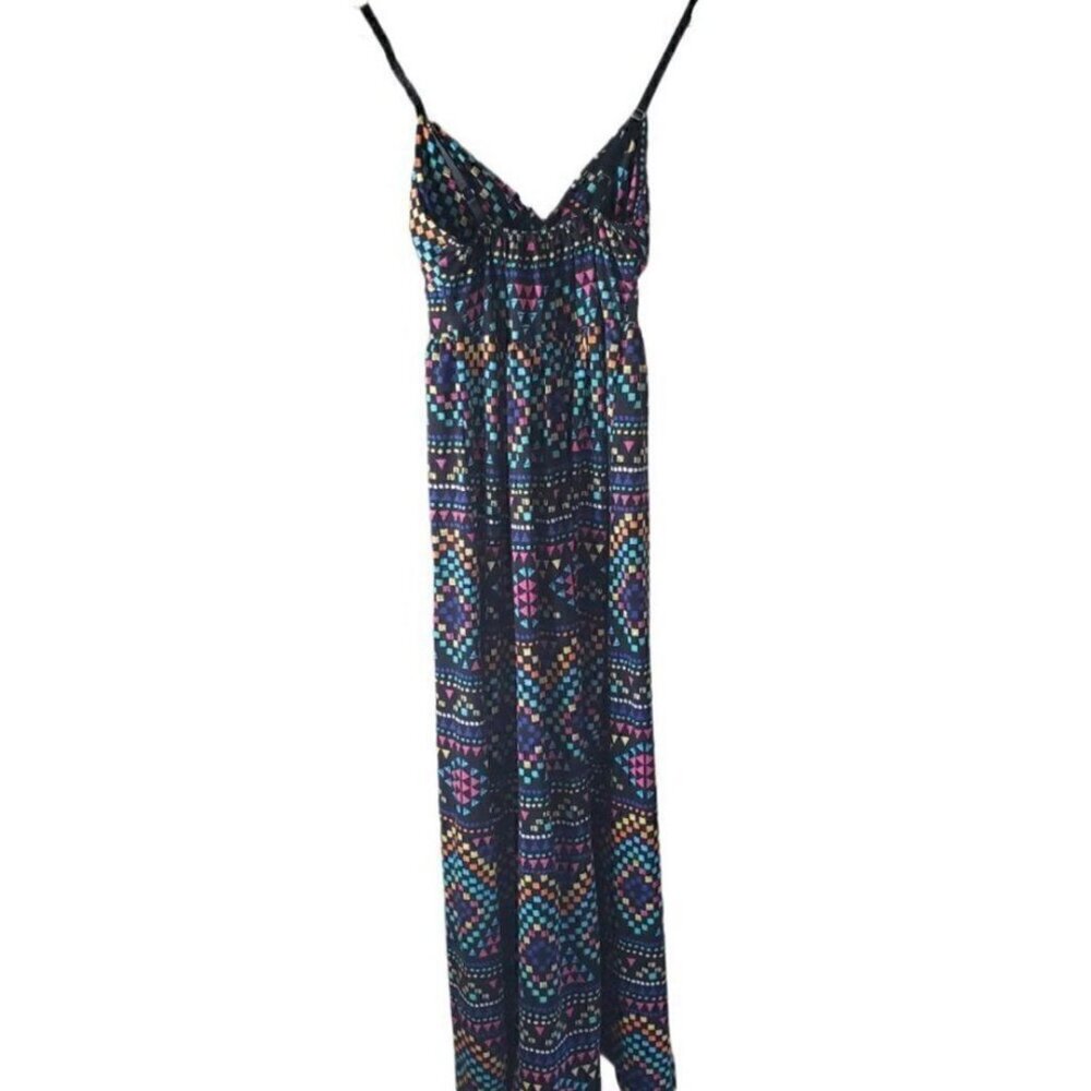 Fun Multi-Color Patterned Maxi Sundress _ - Picture 3 of 3